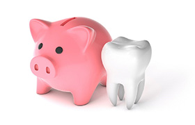 tooth piggy bank illustration for cost of veneers in Aurora 