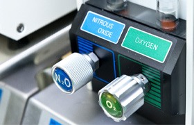 closeup of nitrous oxide sedation equipment 