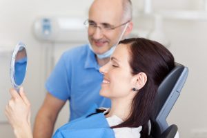 person in dentist chair