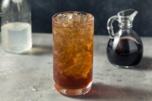 Balsamic vinegar soda water on a table